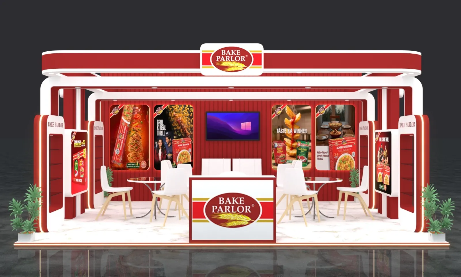 3D render of an exhibition stand designed for a Karachi Expo Centre show